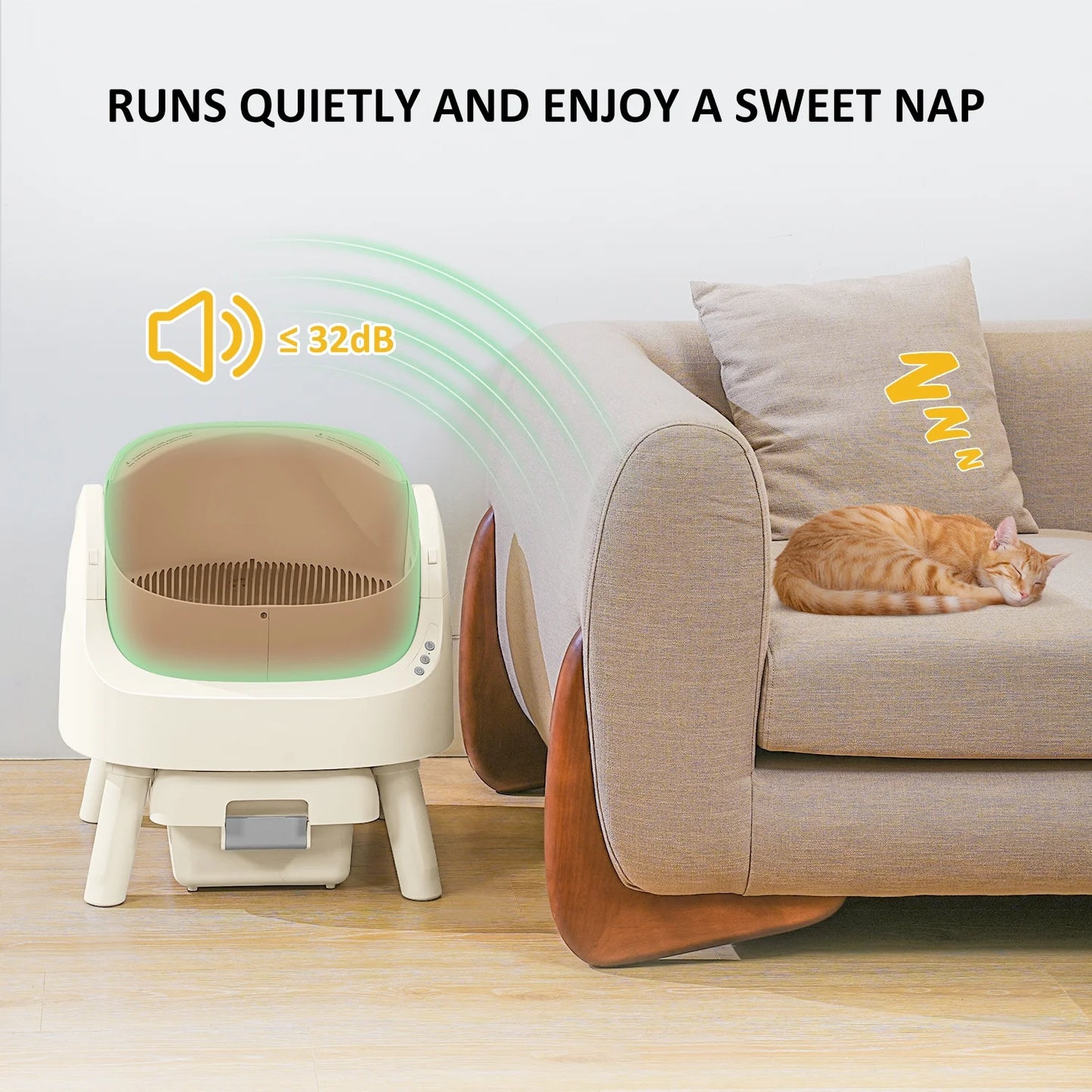 Pawsh AutoClean Litter Box, Open-Top Multi-Cat Design With Safety Sensors and Low-Maintenance Waste System