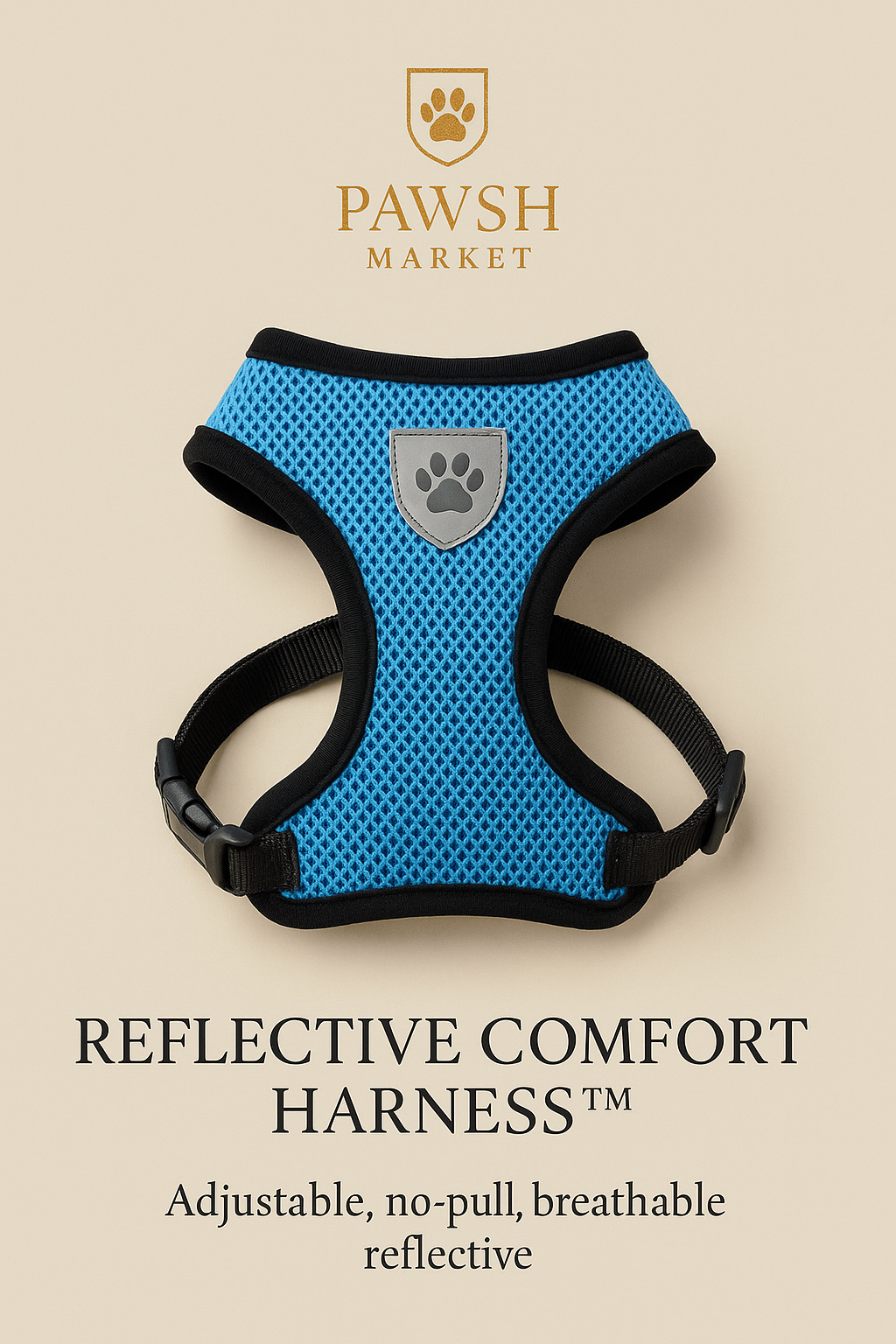 Reflective Comfort Harness™ – Adjustable, No-Pull, Breathable, Reflective